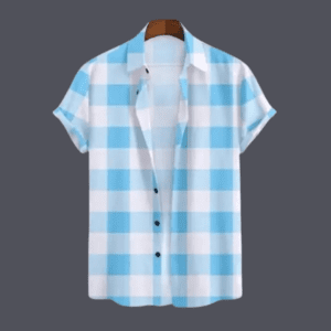 Men's Cotton Blend Checkered Blue Shirt