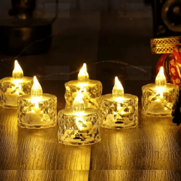 6 Pcs Flameless & Smokeless LED Tea Light Candles for Diwali