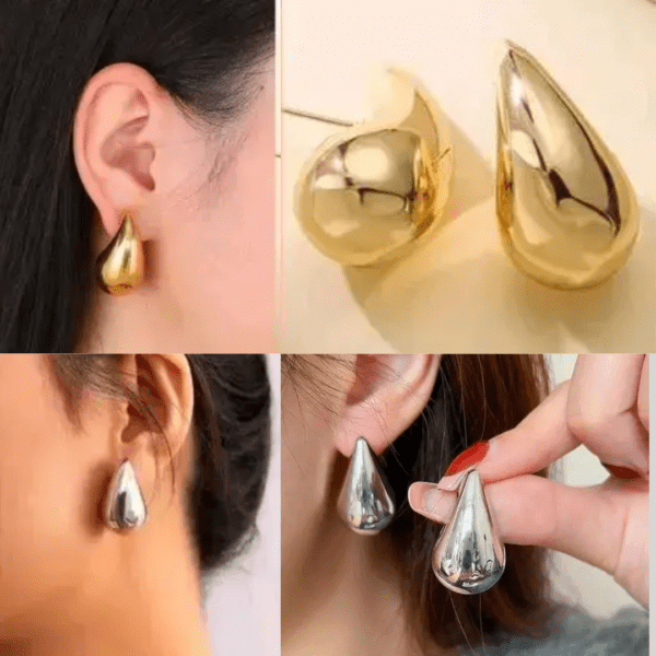 Combo of Two Korean Water Drop Earrings Golden and Silver