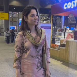 Tamannaa Bhatia Pastel Pink Ethnic Kurta Airport Outfit Dress